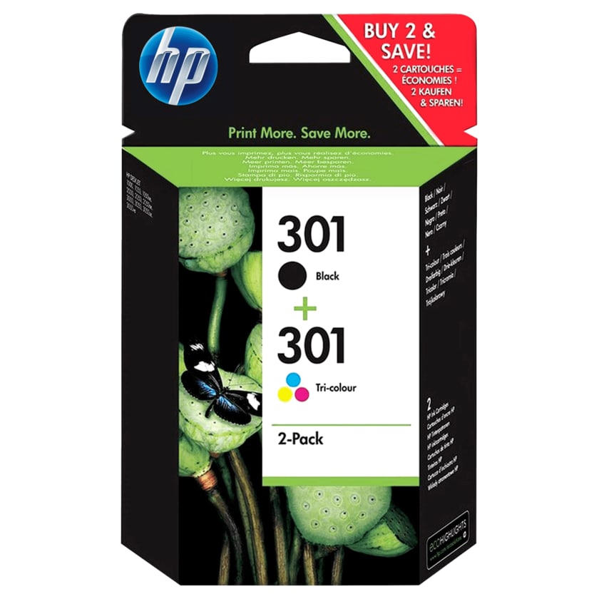 HP Tintenpatronen 2er-Set 301 schwarz und colour